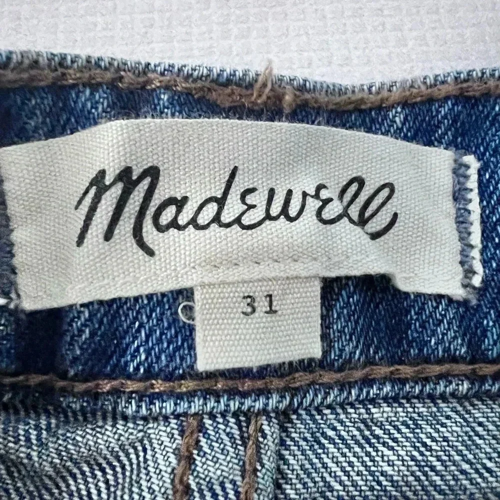 Madewell Rigid Denim A-Line Mini Skirt in Leandra Wash: Fluffy Hem Edition/Sz 31